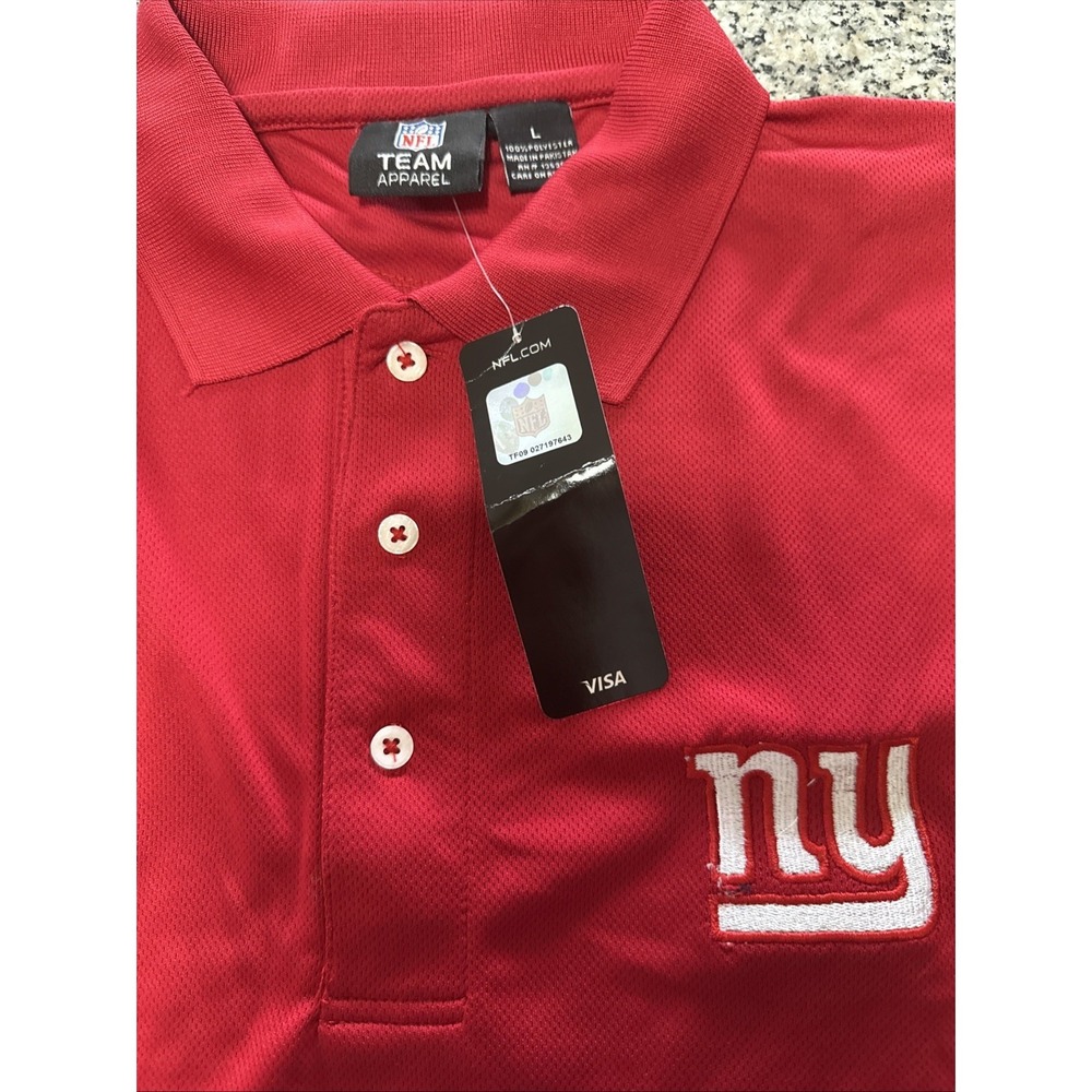 NY NFL Team Apparel Red Collared Large Polo NWT - Picture 8 of 9